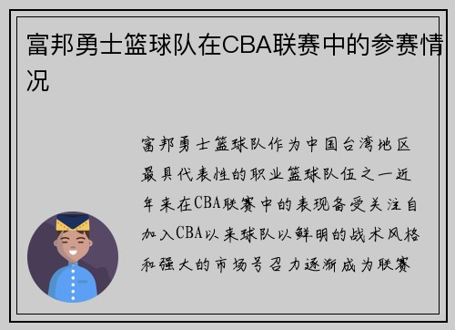 富邦勇士篮球队在CBA联赛中的参赛情况